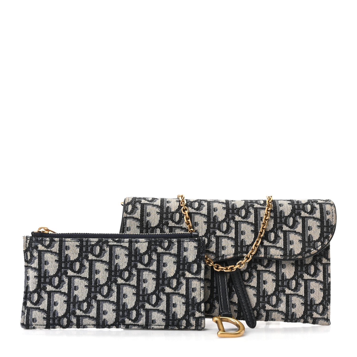 Oblique Saddle Chain Long Wallet Blue