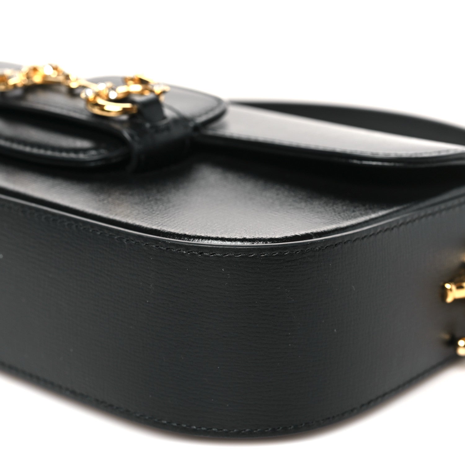 Azalea Calfskin Crystal Small Horsebit 1955 Bag Black