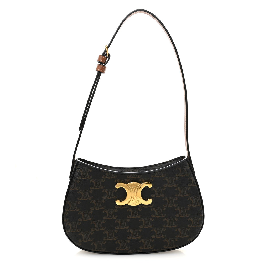 Triomphe Canvas Calfskin Medium Tilly Triomphe Shoulder Bag Tan