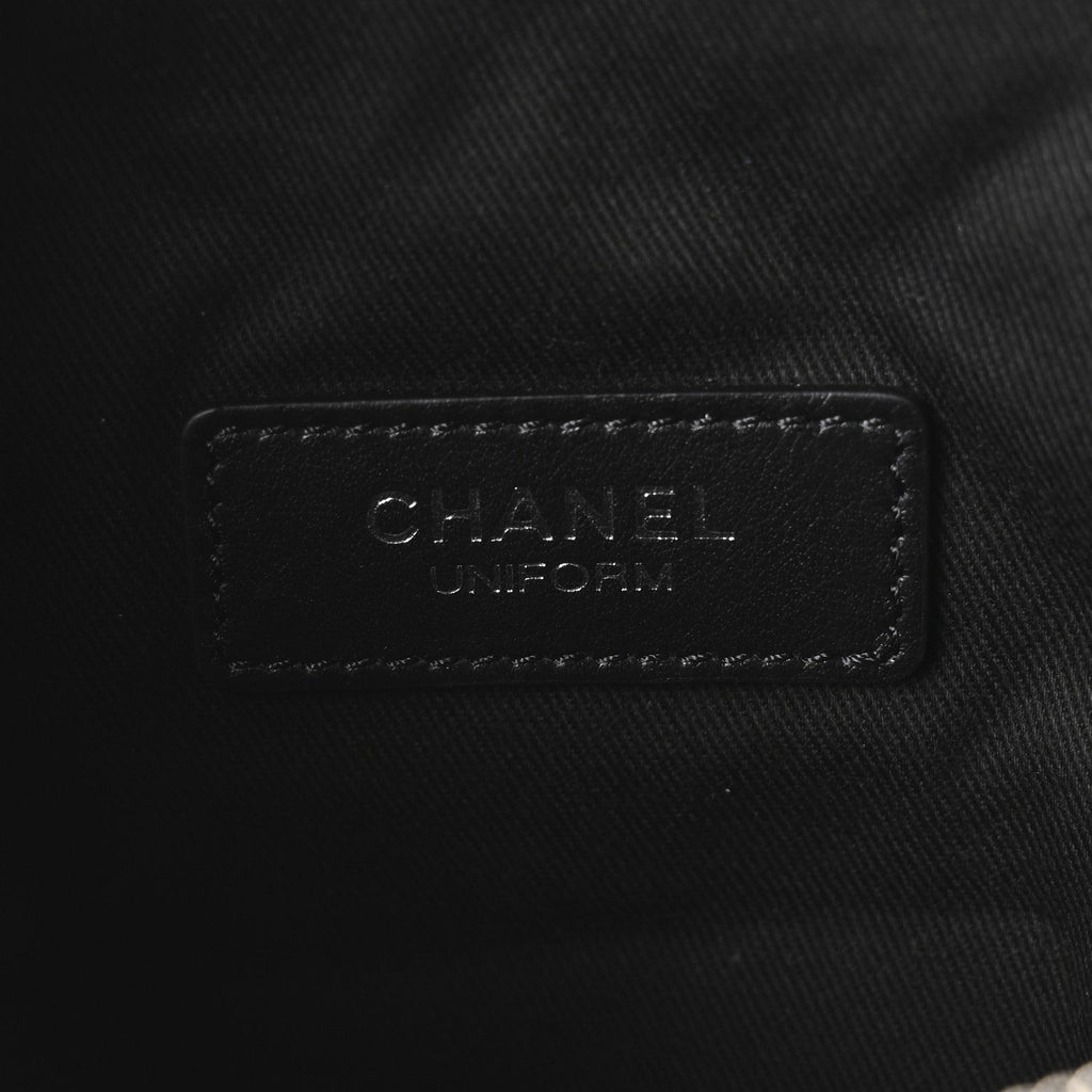 Calfskin Quilted Uniform Waist Belt Bag Black