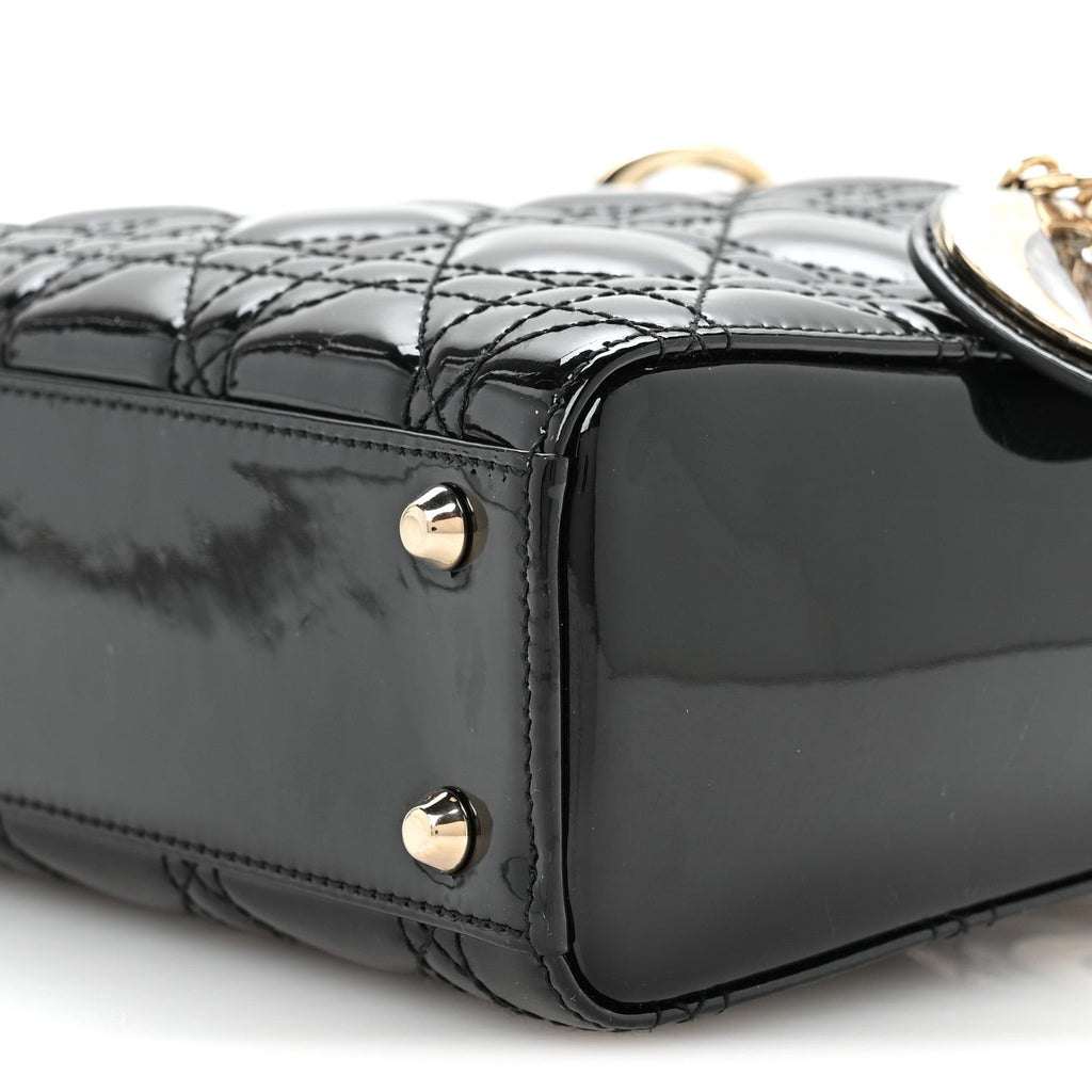 Patent Cannage Mini Lady Dior Black