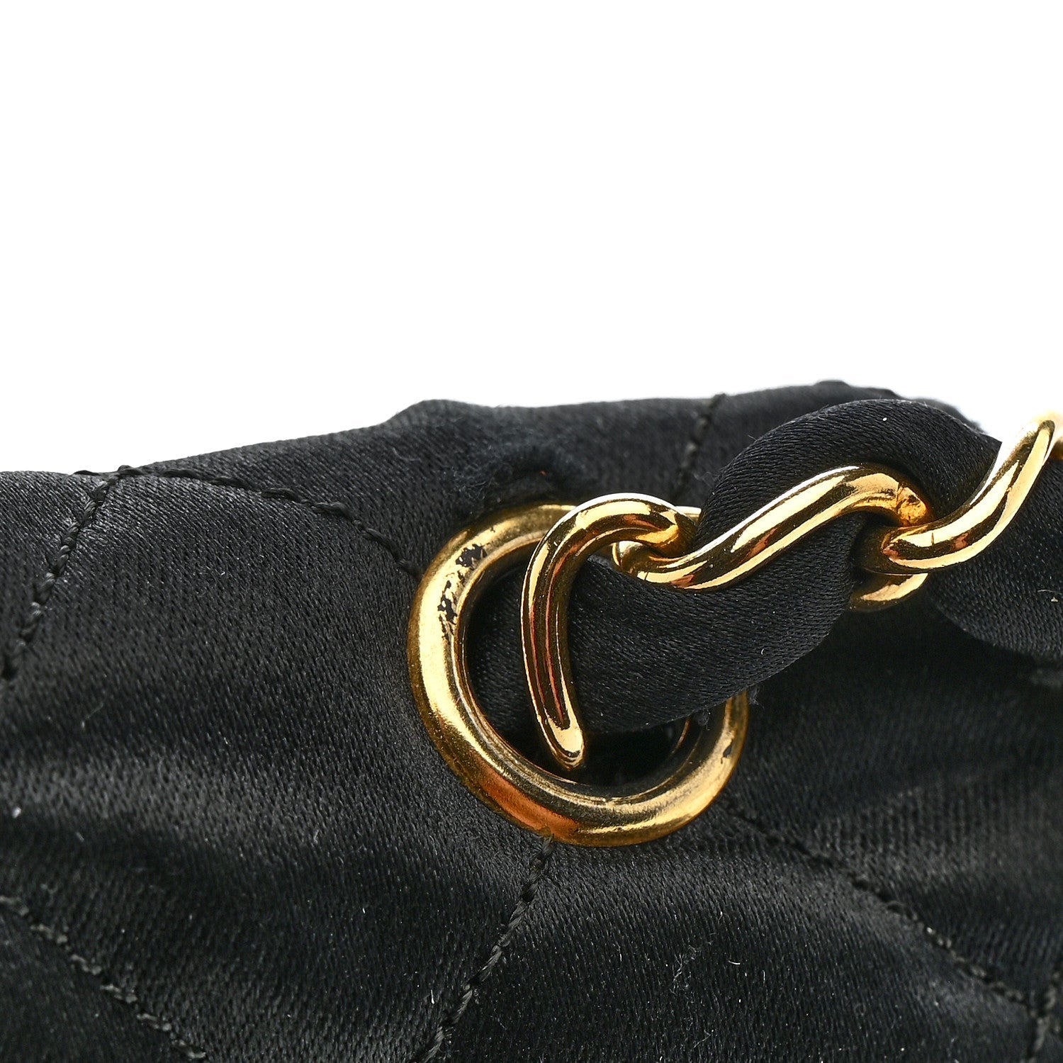 Satin Quilted Half Moon Flap Black