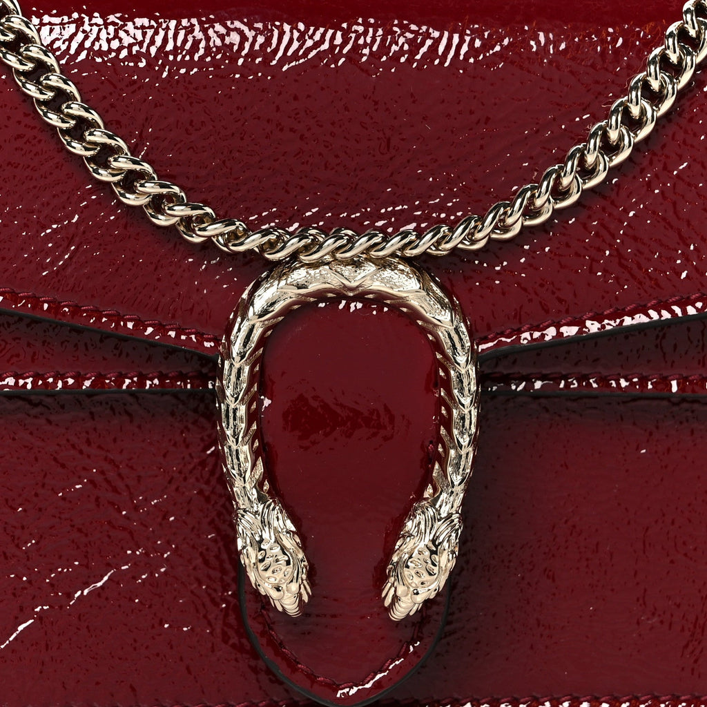 Crinkled Patent Mini Dionysus Shoulder Bag Rosso Ancora Red