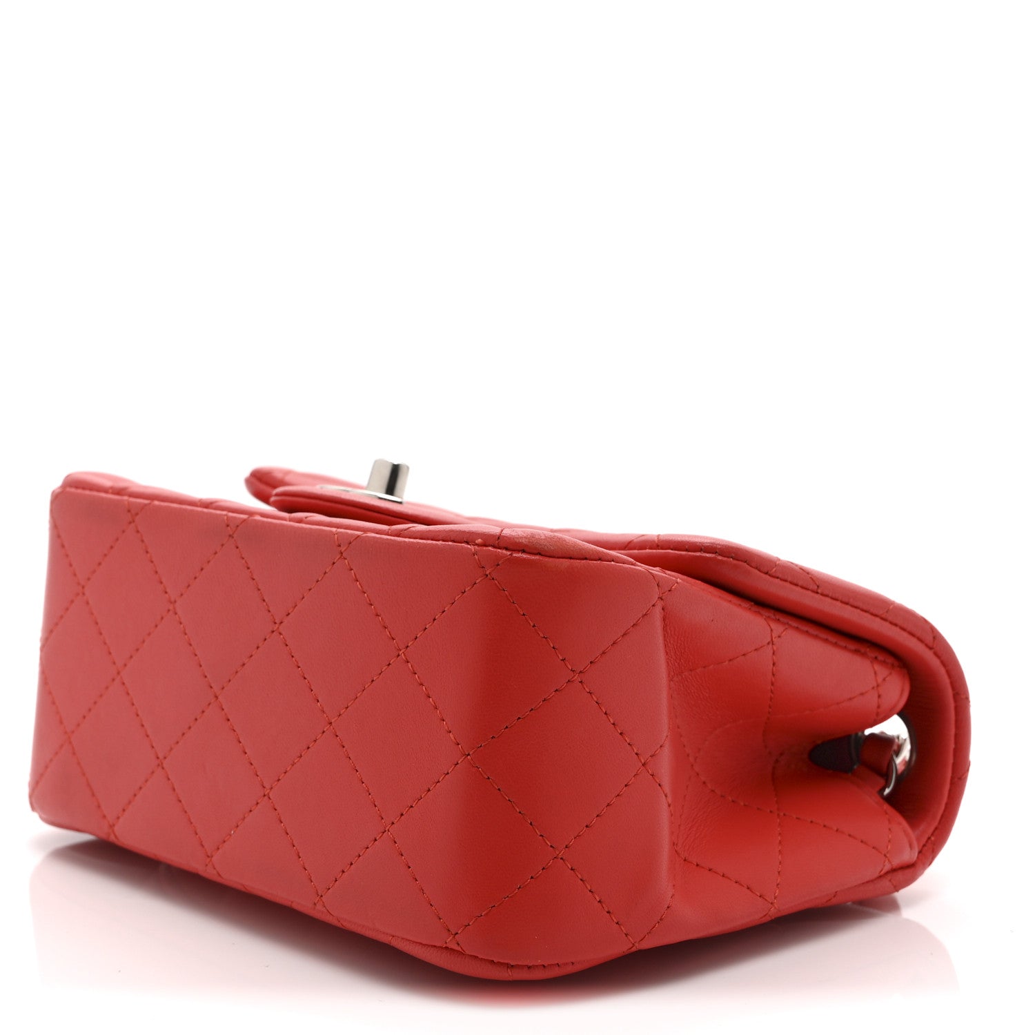Lambskin Quilted Mini Square Flap Red