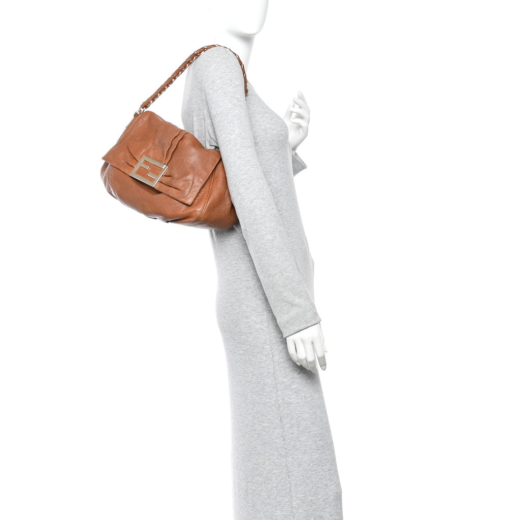 Crinkled Lambskin Mia Shoulder Flap Camel