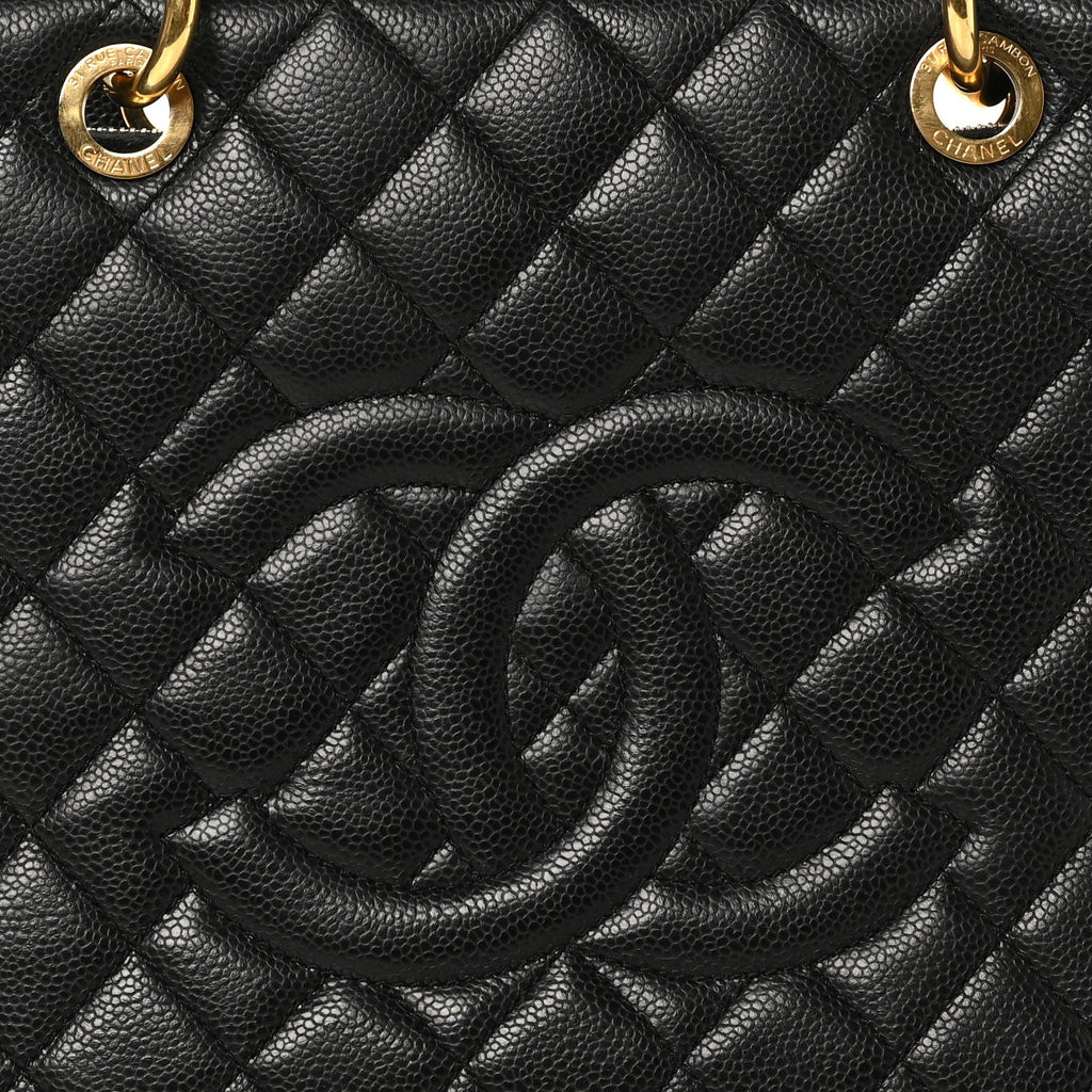 Caviar Quilted Grand Shopping Tote GST Black