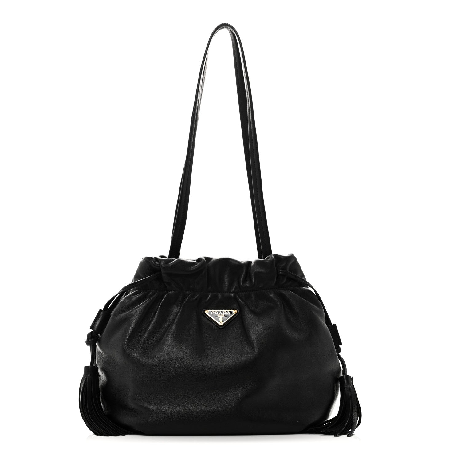 Nappa Drawstring Tote Black