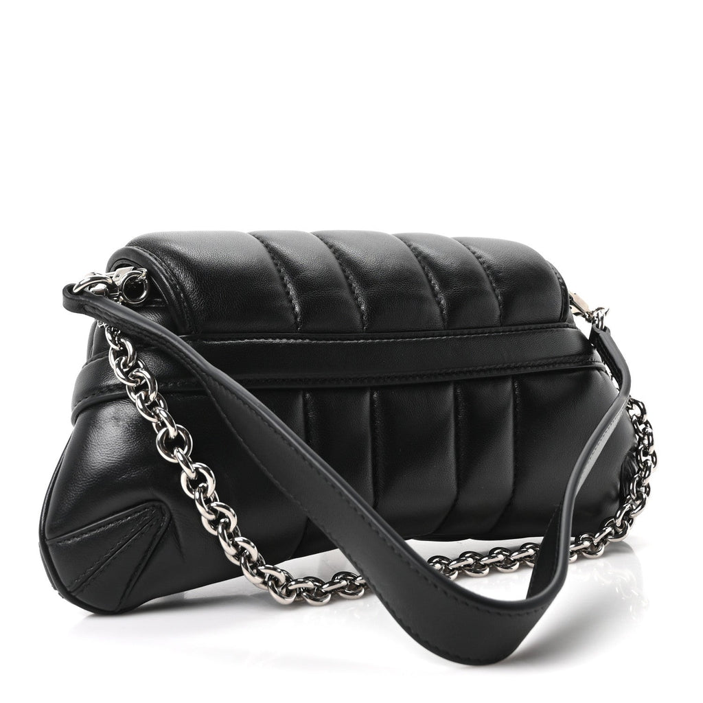 Nappa Vertical Matelasse Small Maxi Horsebit Chain Shoulder Bag Black
