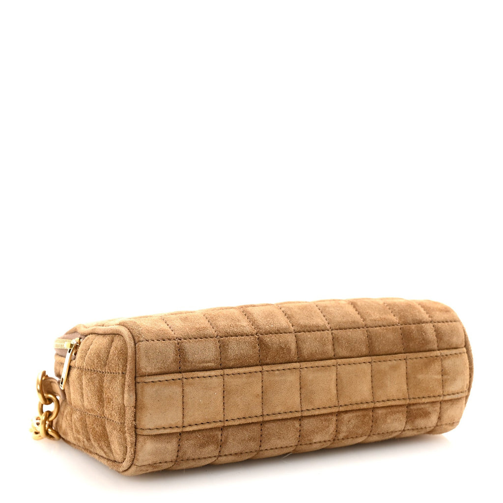 Suede Calfskin Mini Quilted Monogram Camera Bag Golden Leaf