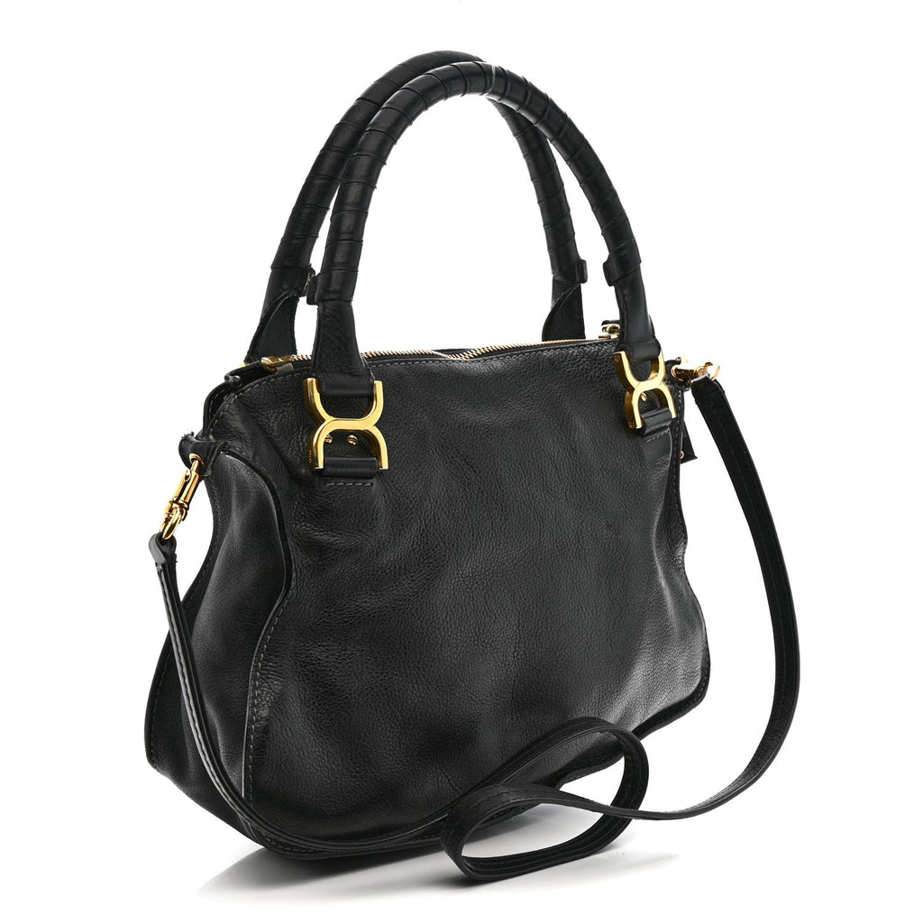 Calfskin Medium Marcie Satchel Black