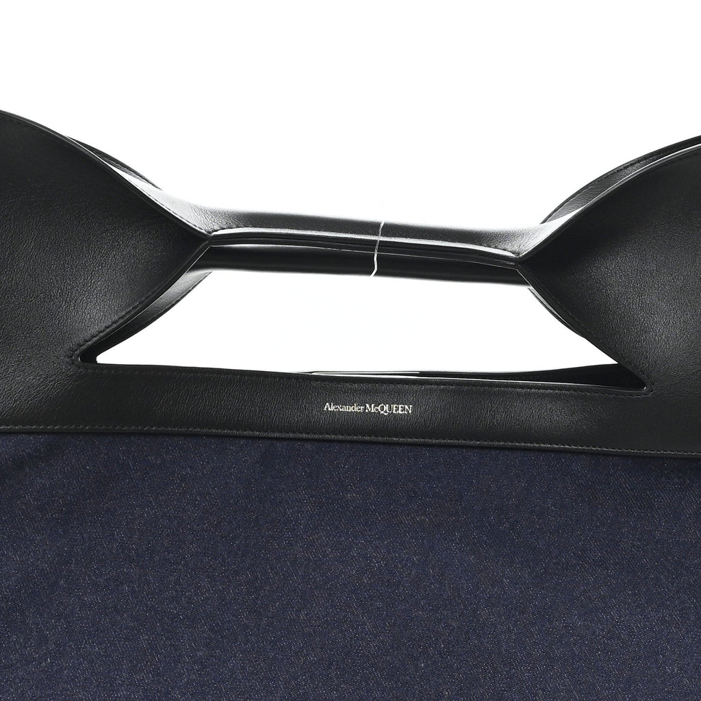 Calfskin Denim Large The Bow Bag Blue Black