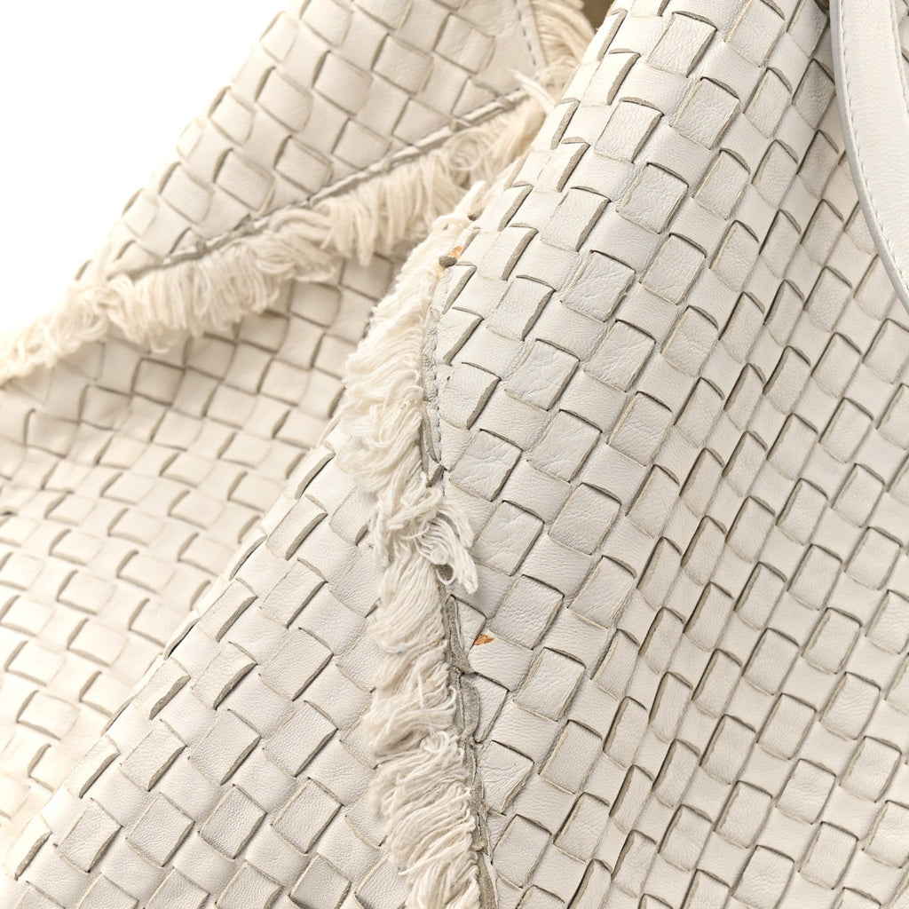 Nappa Intrecciato Canvas Fringe Maltinto Tote White