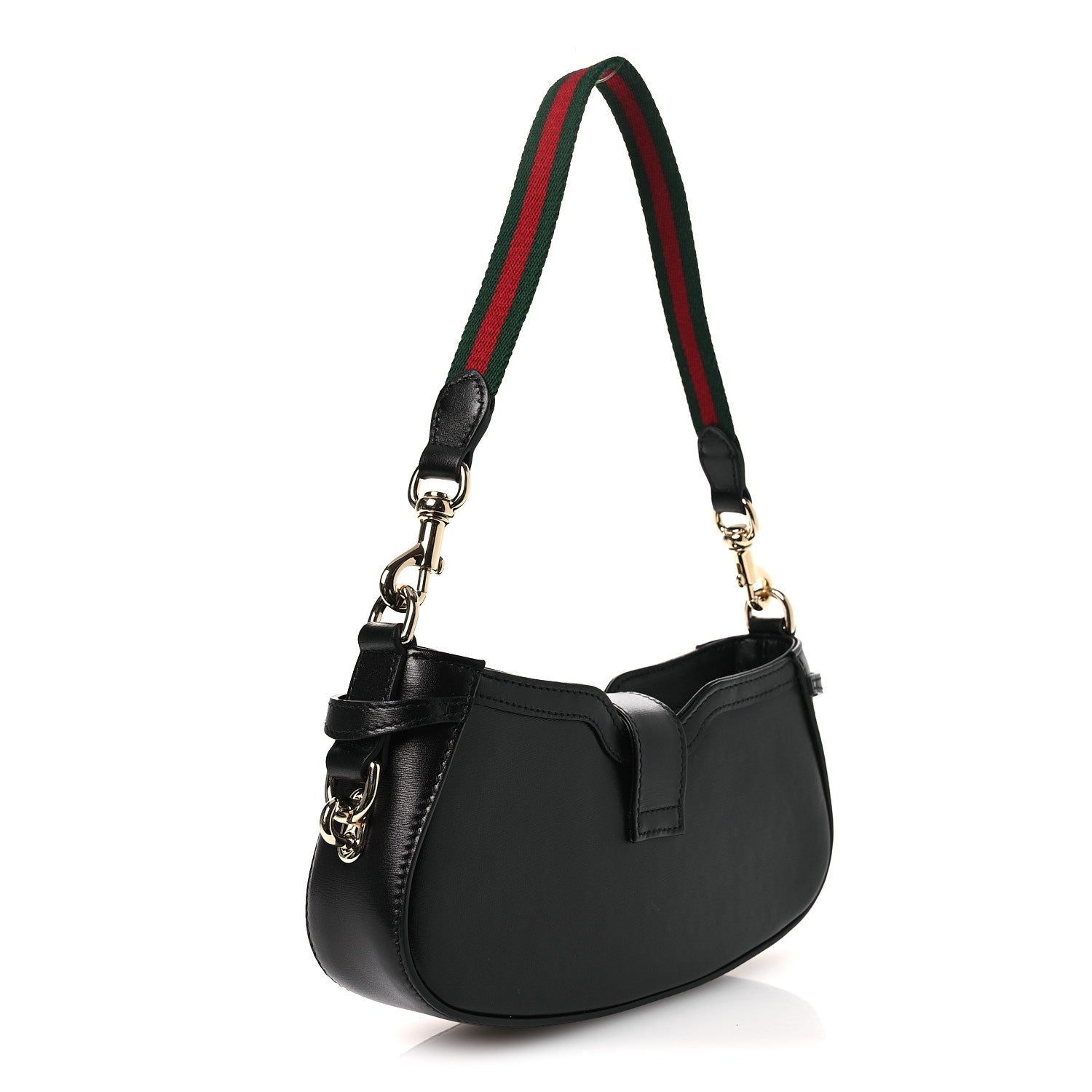 Calfskin Mini Moon Side Shoulder Bag Black