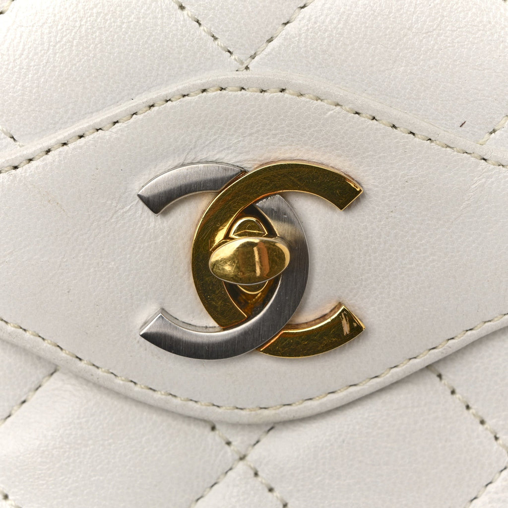 Lambskin Quilted Small Flap White