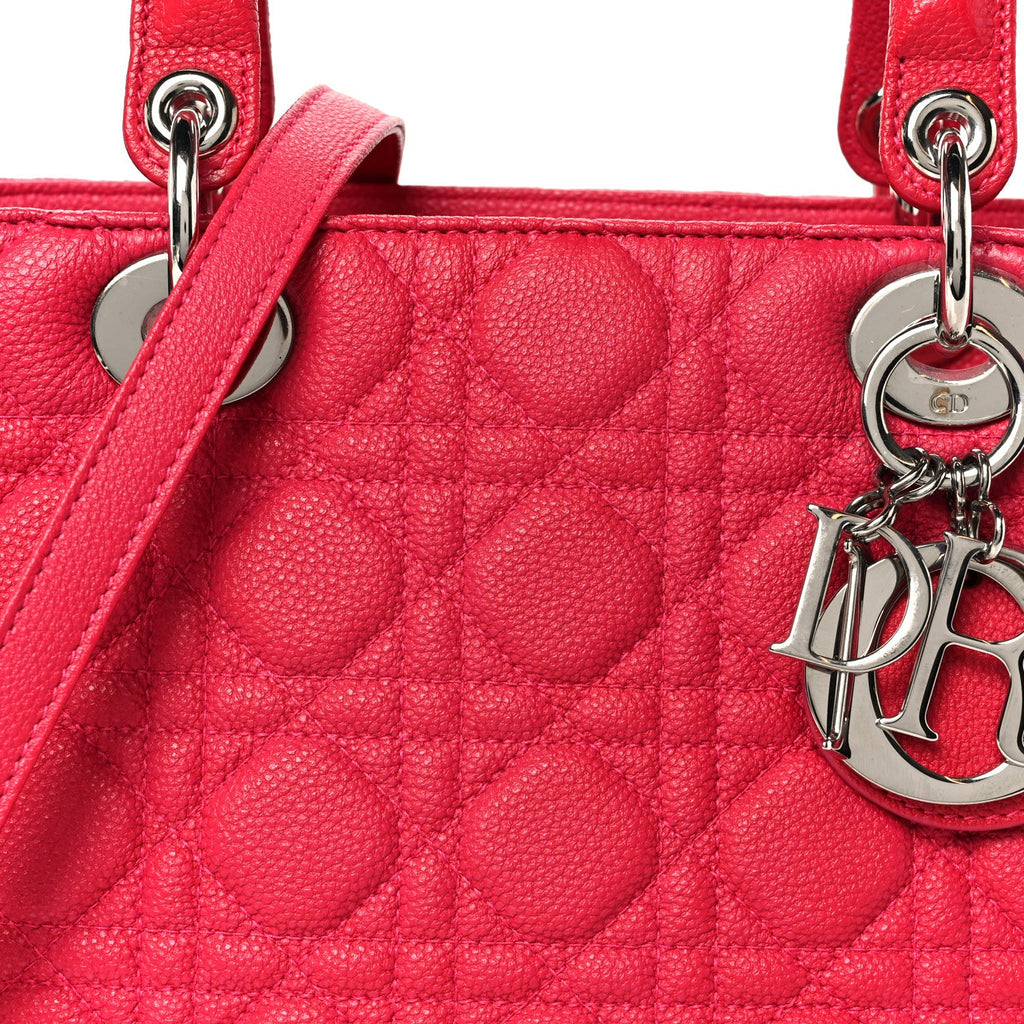 Grained Calfskin Cannage Medium Lady Dior Pink