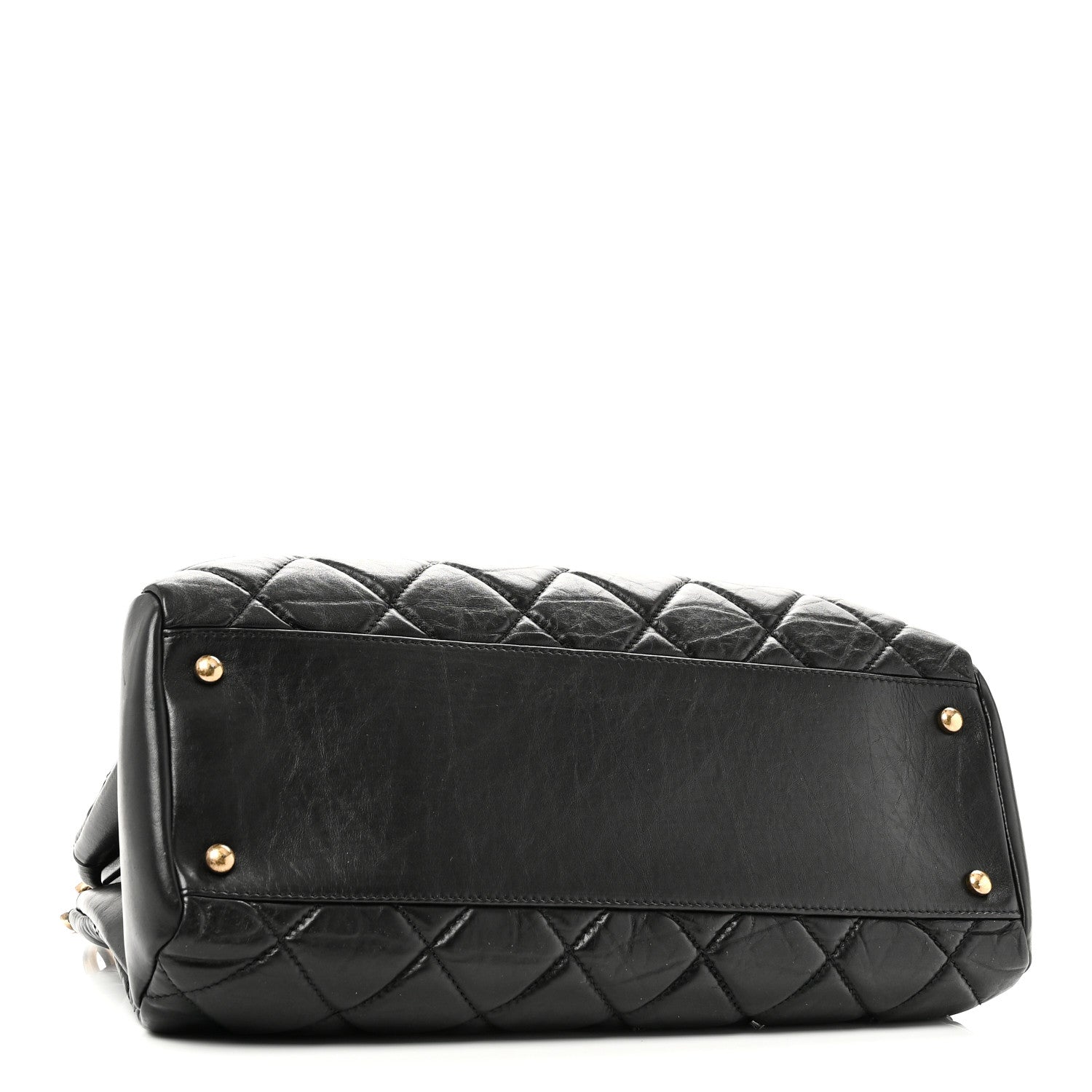 Aged Calfskin Large Just Mademoiselle Bowling Bag Black