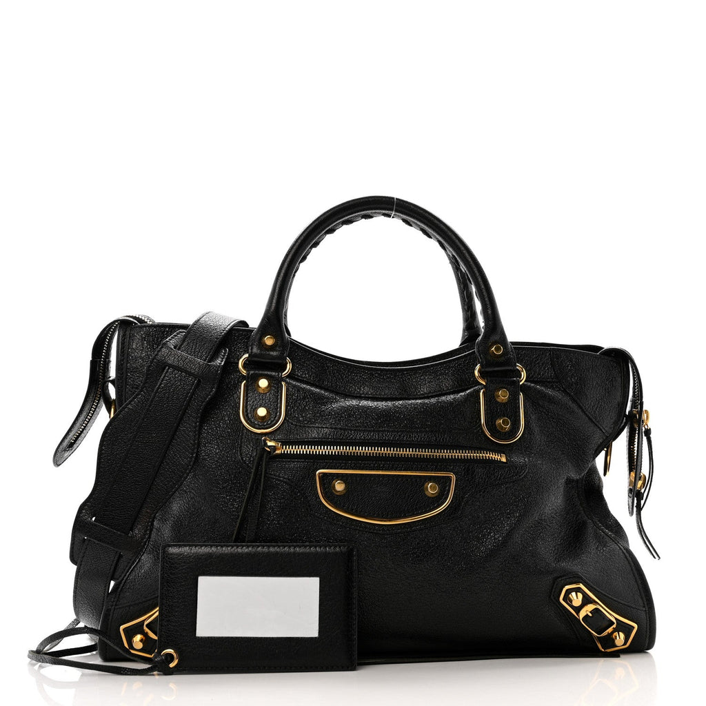 Chevre Gold Metallic Edge Hardware City Black
