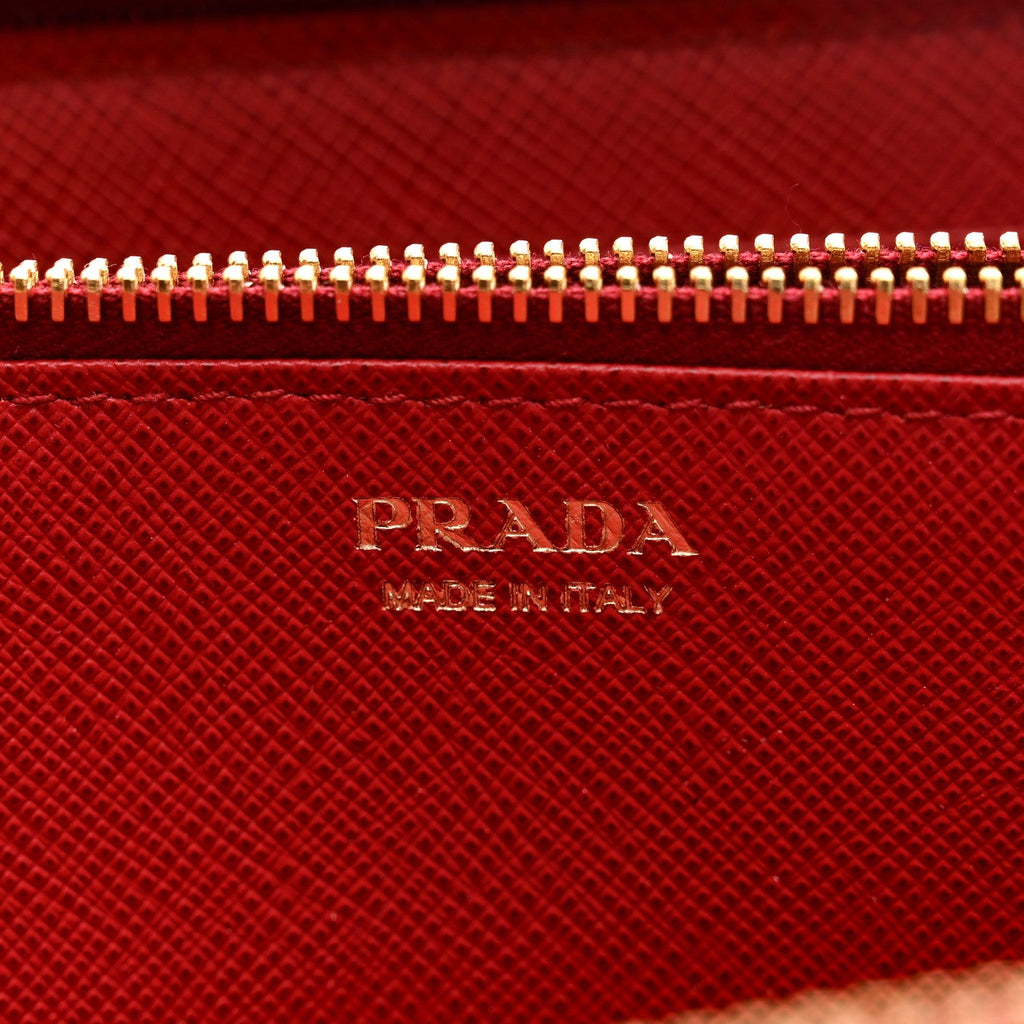 Saffiano Metal Zip Around Wallet Fuoco