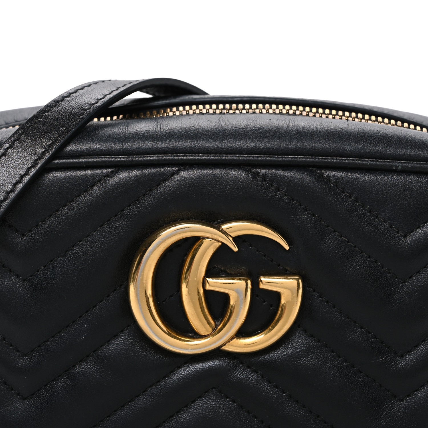 Calfskin Matelasse Small GG Marmont Chain Shoulder Bag Black