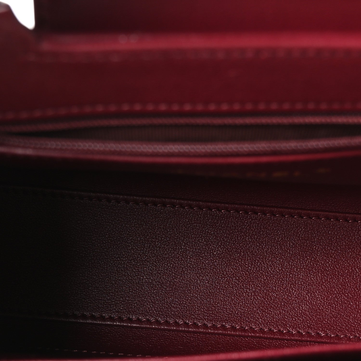 Shiny Lambskin Chevron Quilted Nano Kelly Shopper Dark Burgundy