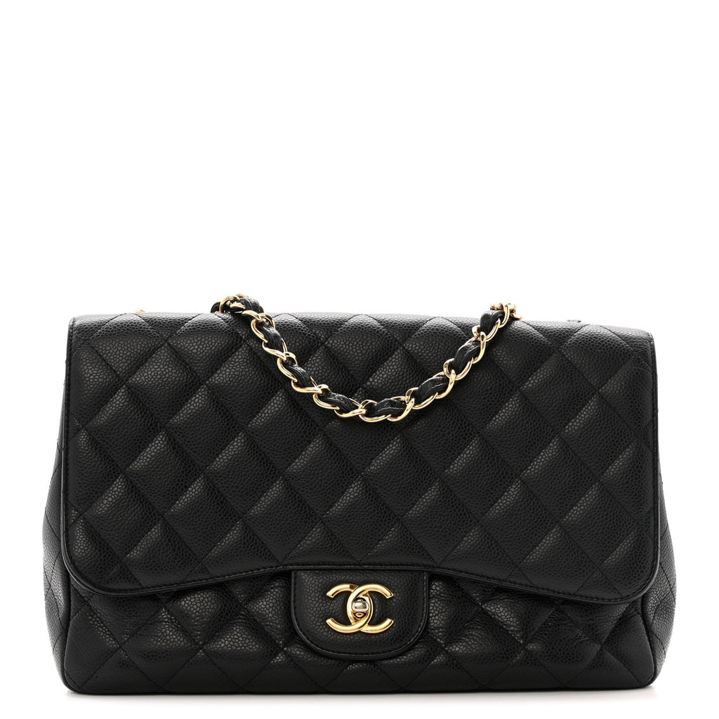 Caviar Quilted Jumbo Single Flap Black