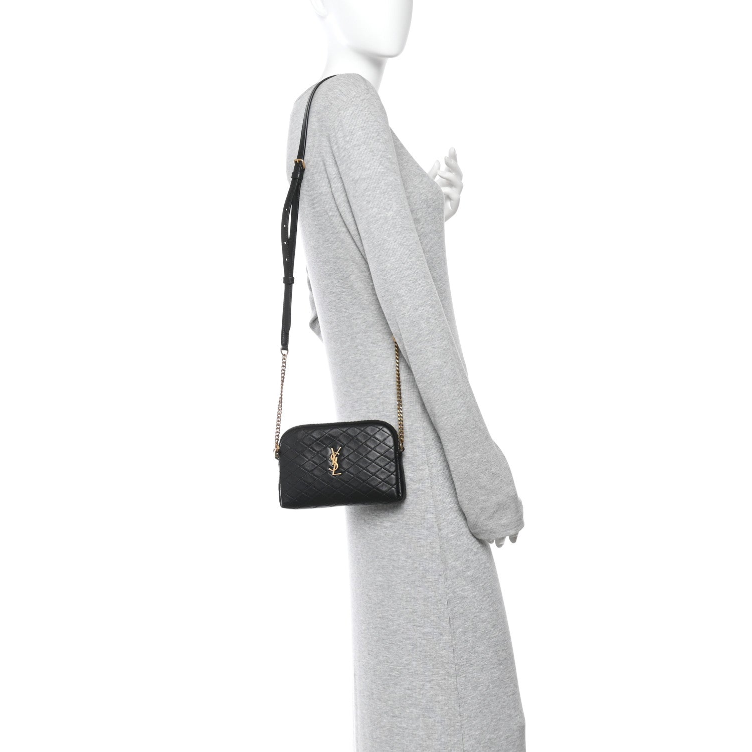 Lambskin Quilted Gaby Zipped Pouch Black