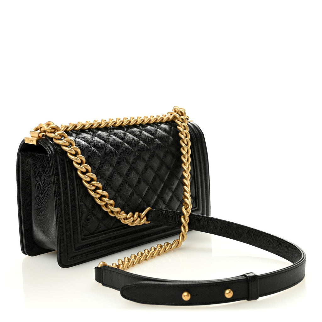 Caviar Quilted Medium Boy Flap Black