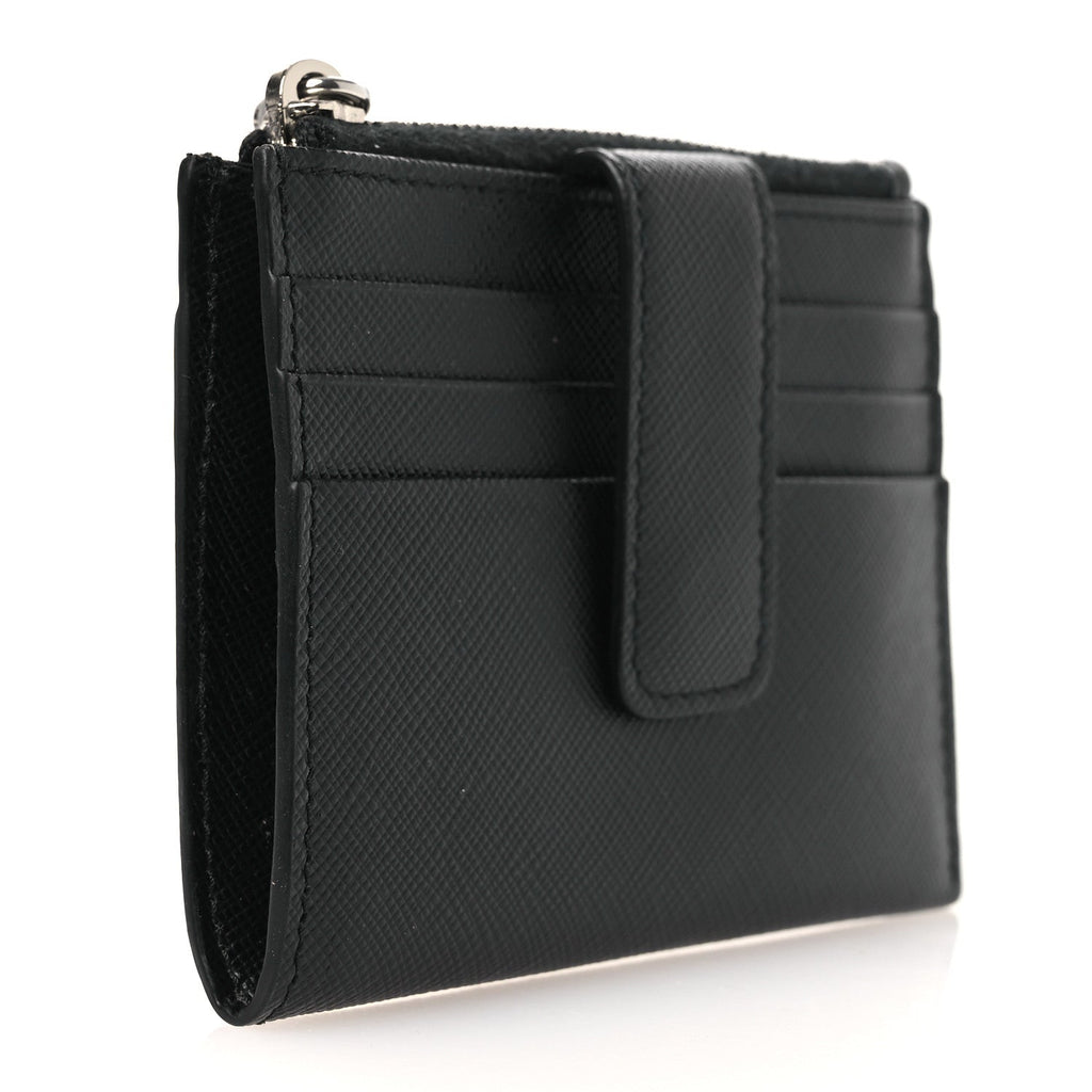 Saffiano Triangle Zip  Holder Black