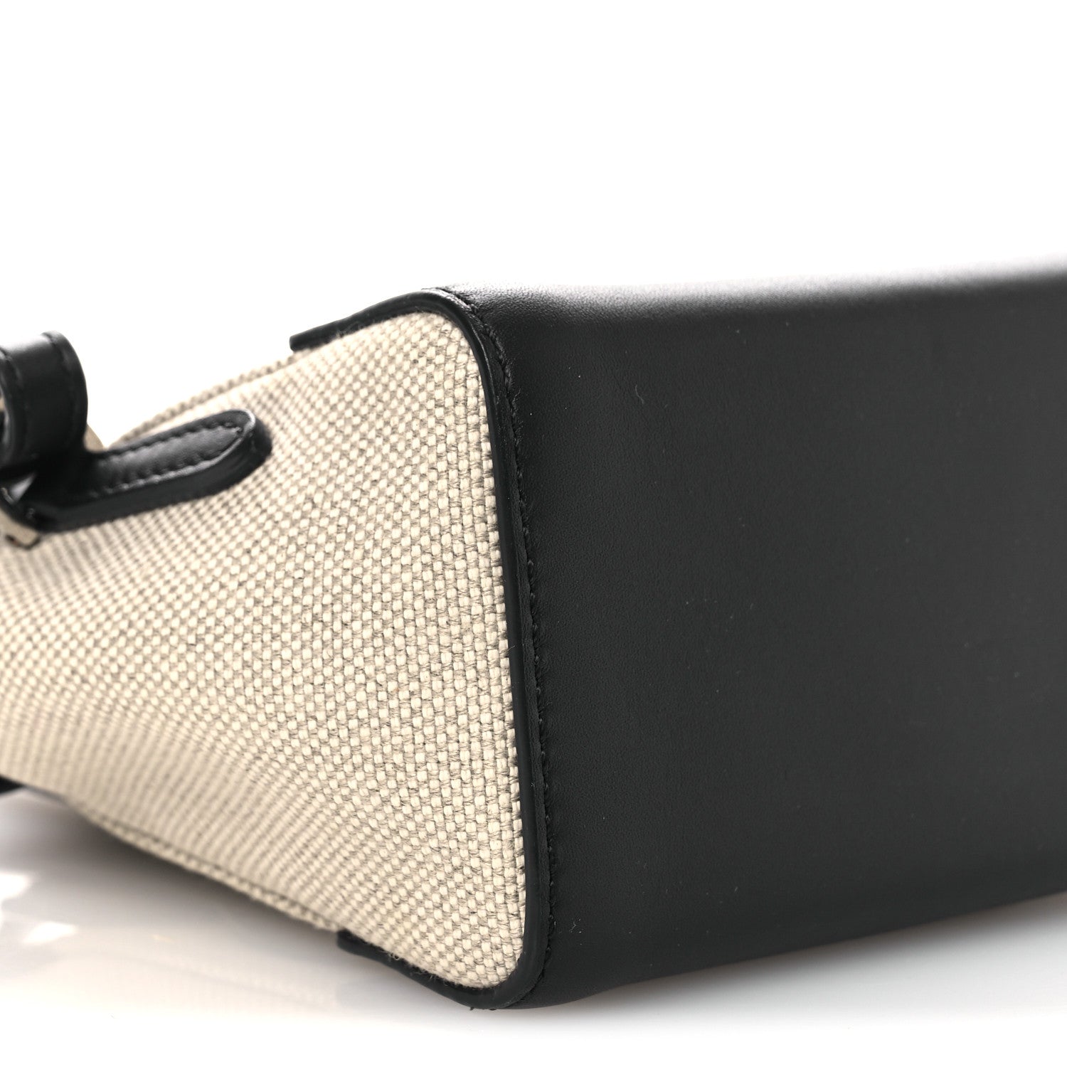 Calfskin Cotton Linen Nano Sesia Happy Day Bag Natural Black