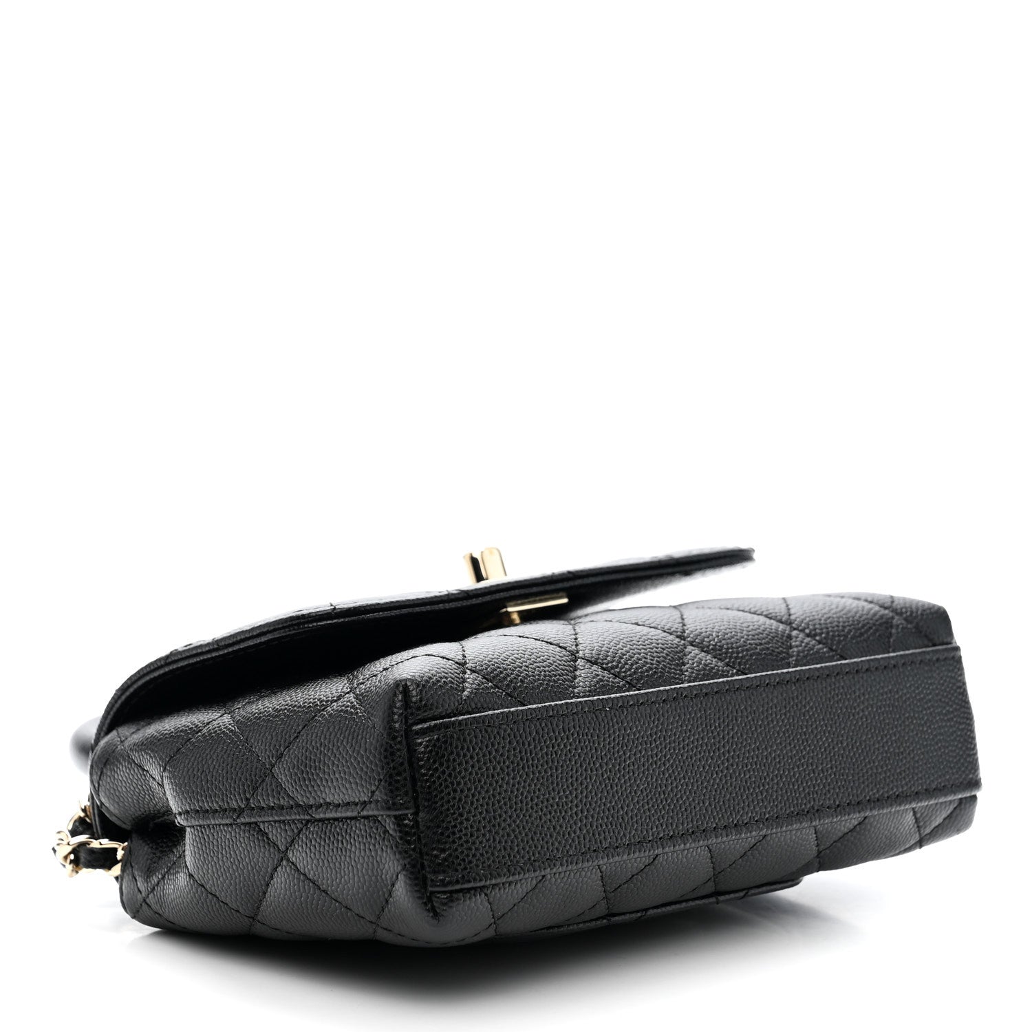 Caviar Quilted Coco Handle Clutch With Chain Black