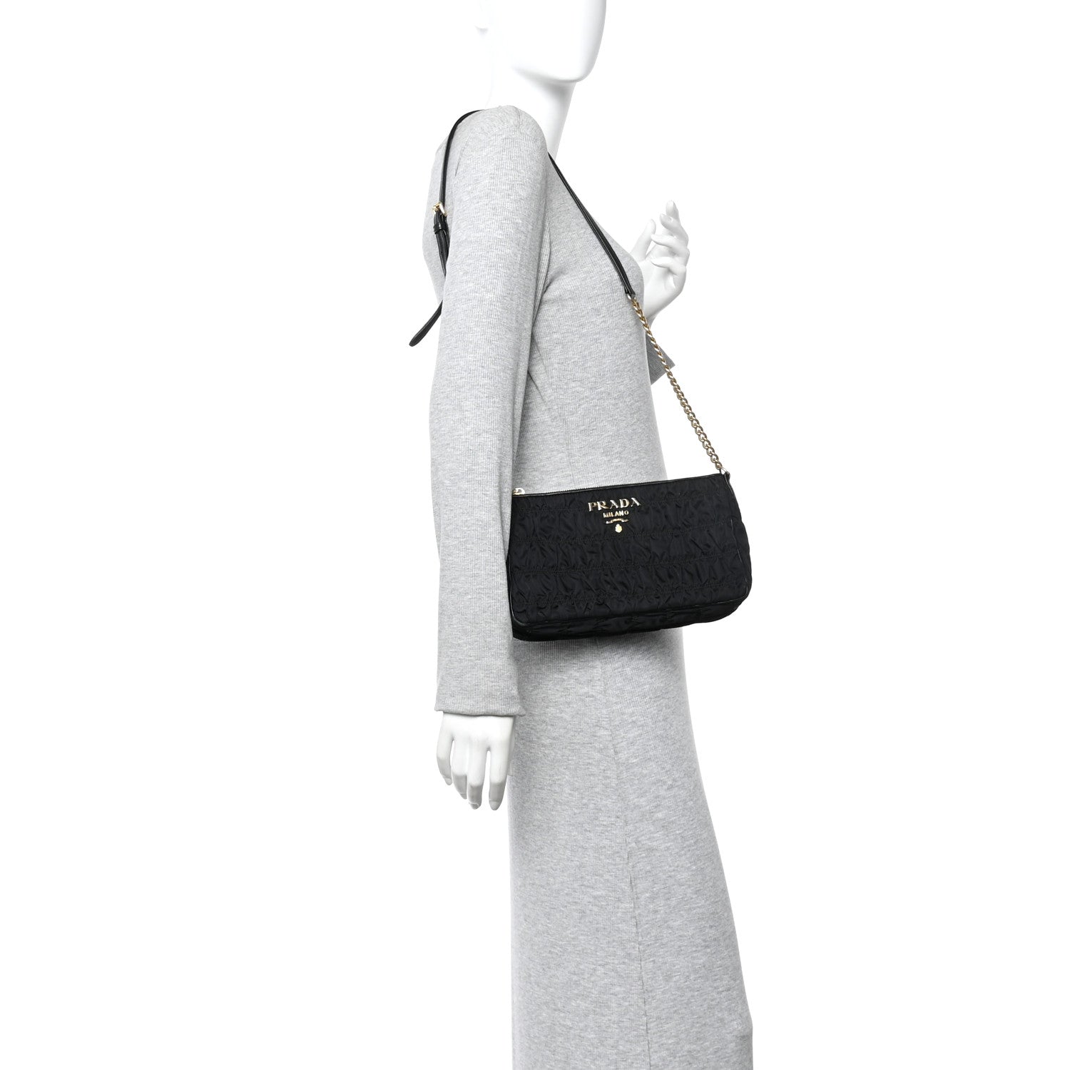 Tessuto Nylon Gaufre Shoulder Bag Black