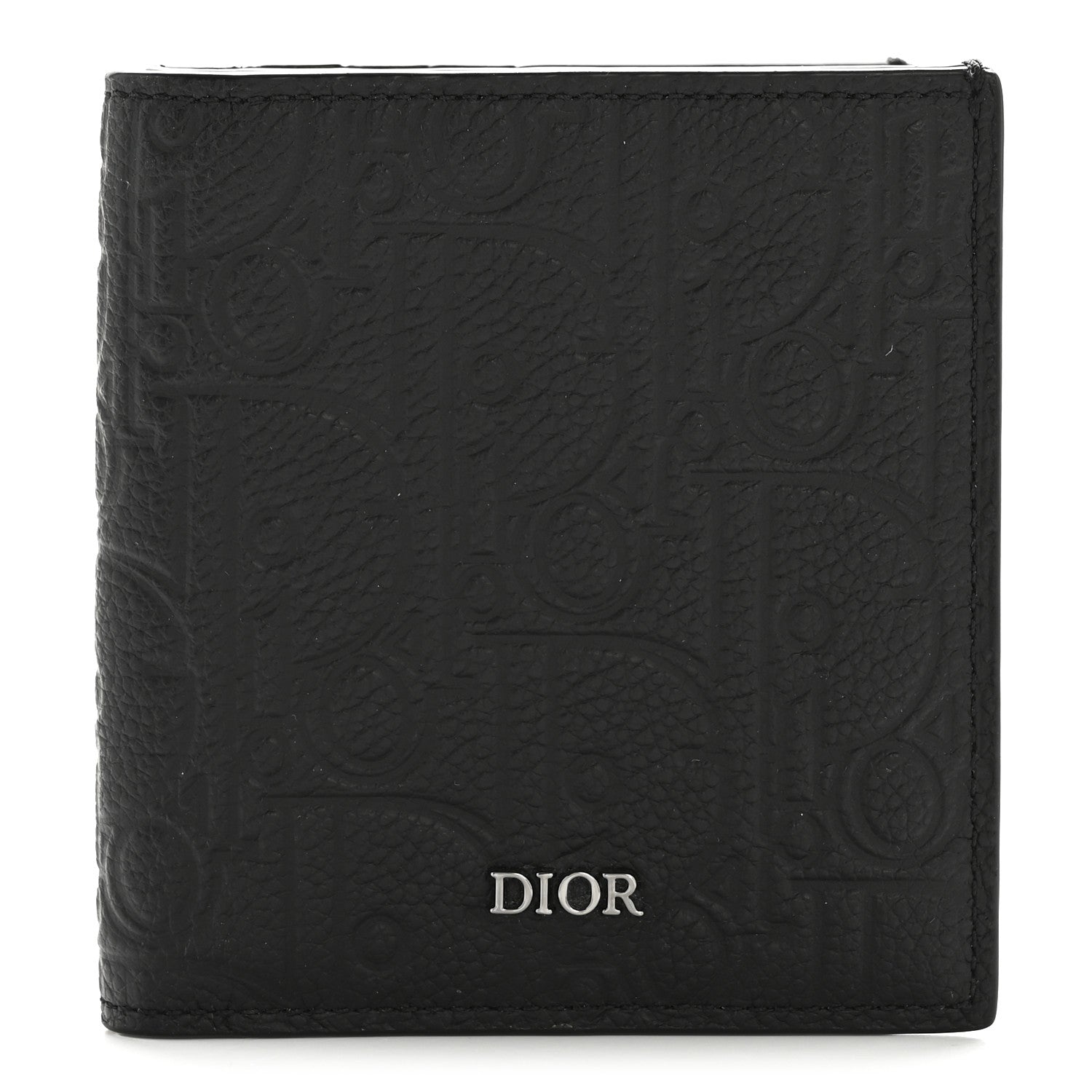 Grained Calfskin Embossed Dior Gravity BiFold Wallet Black