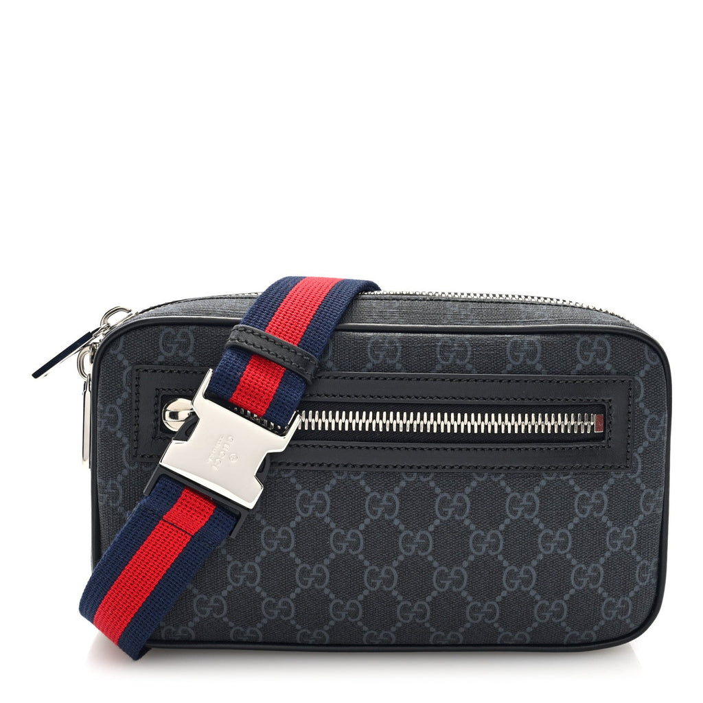 Soft GG Supreme Monogram Web Belt Bag Black Grey
