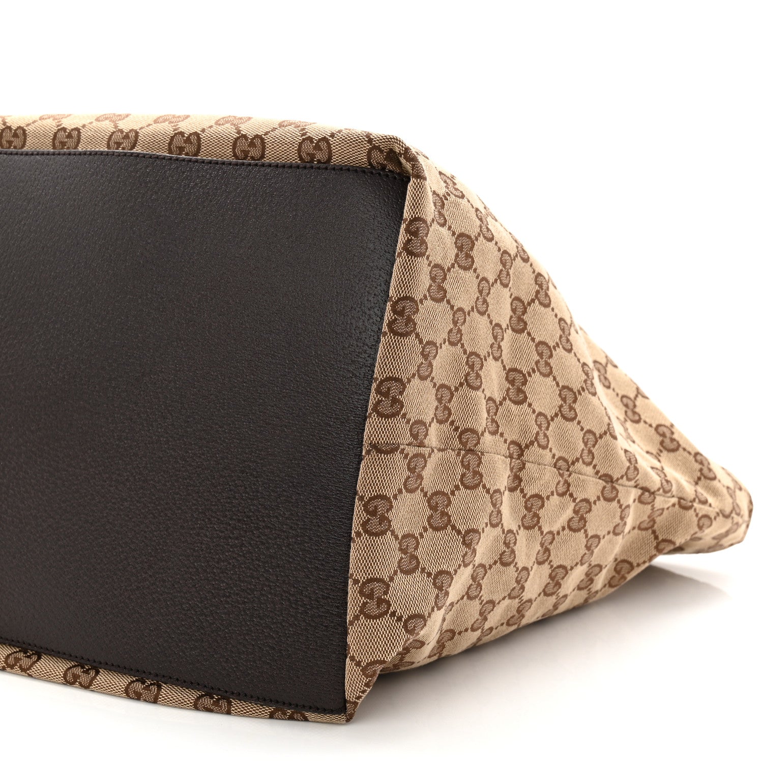 GG Monogram Large Web Handle Bucket Tote Dark Brown