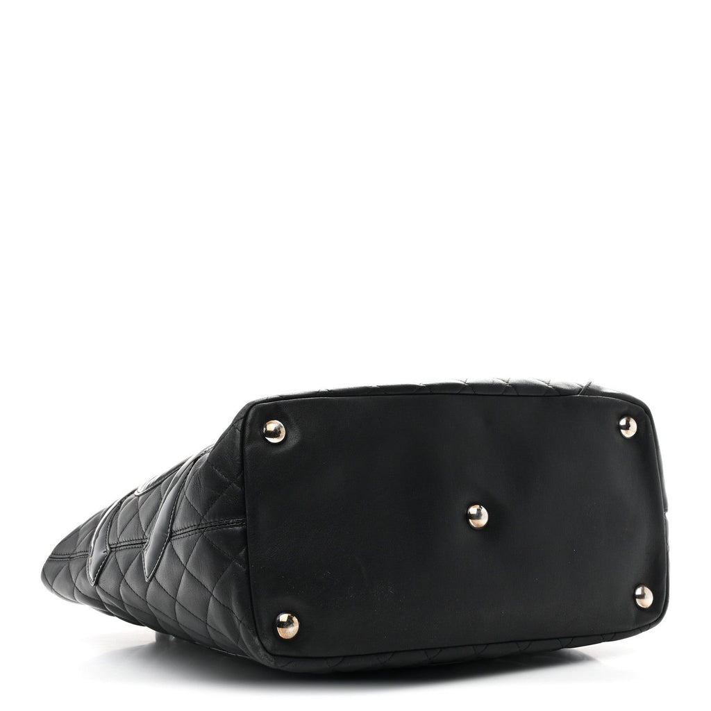 Calfskin Quilted Large Cambon Tote Black