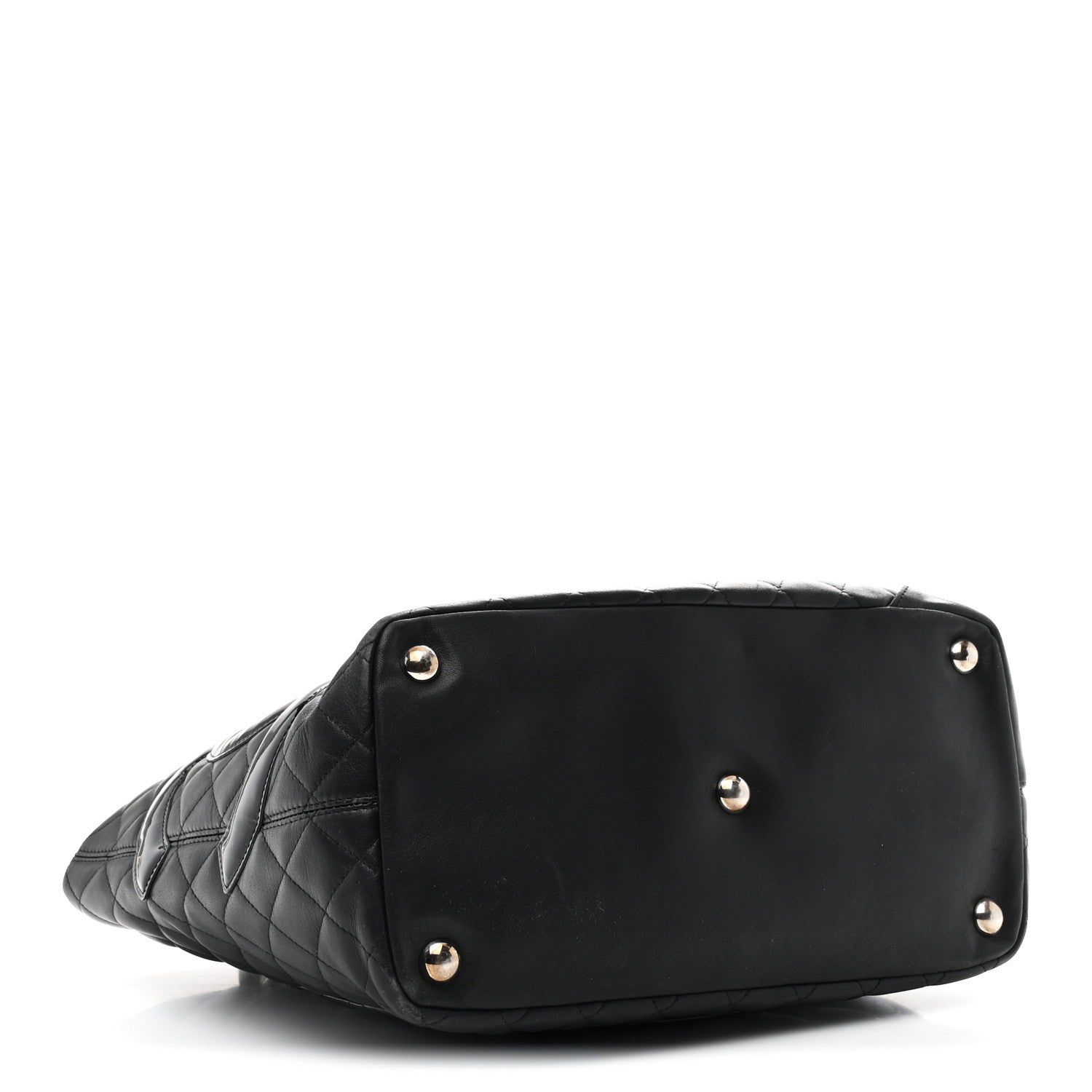 Calfskin Quilted Large Cambon Tote Black