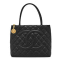 Caviar Quilted Medallion Tote Black