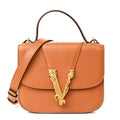 Vitello Barocco Virtus Small Top Handle Shoulder Bag Brown