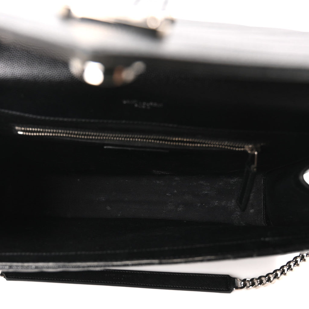 Grain De Poudre Textured Mixed Matelasse Large Triquilt Monogram Satchel Black