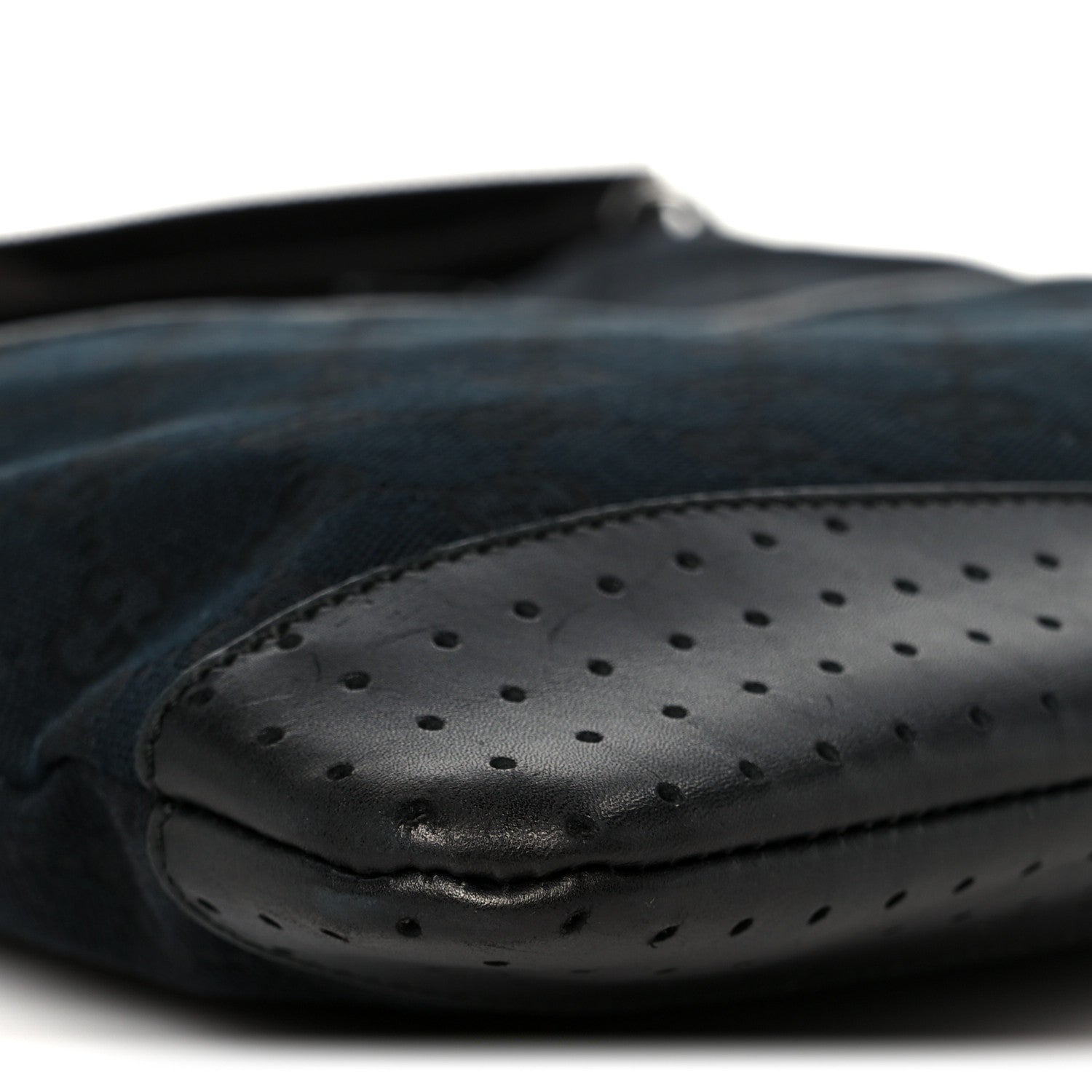 Monogram Calfskin Perforated Medium Flat Messenger Bag Black