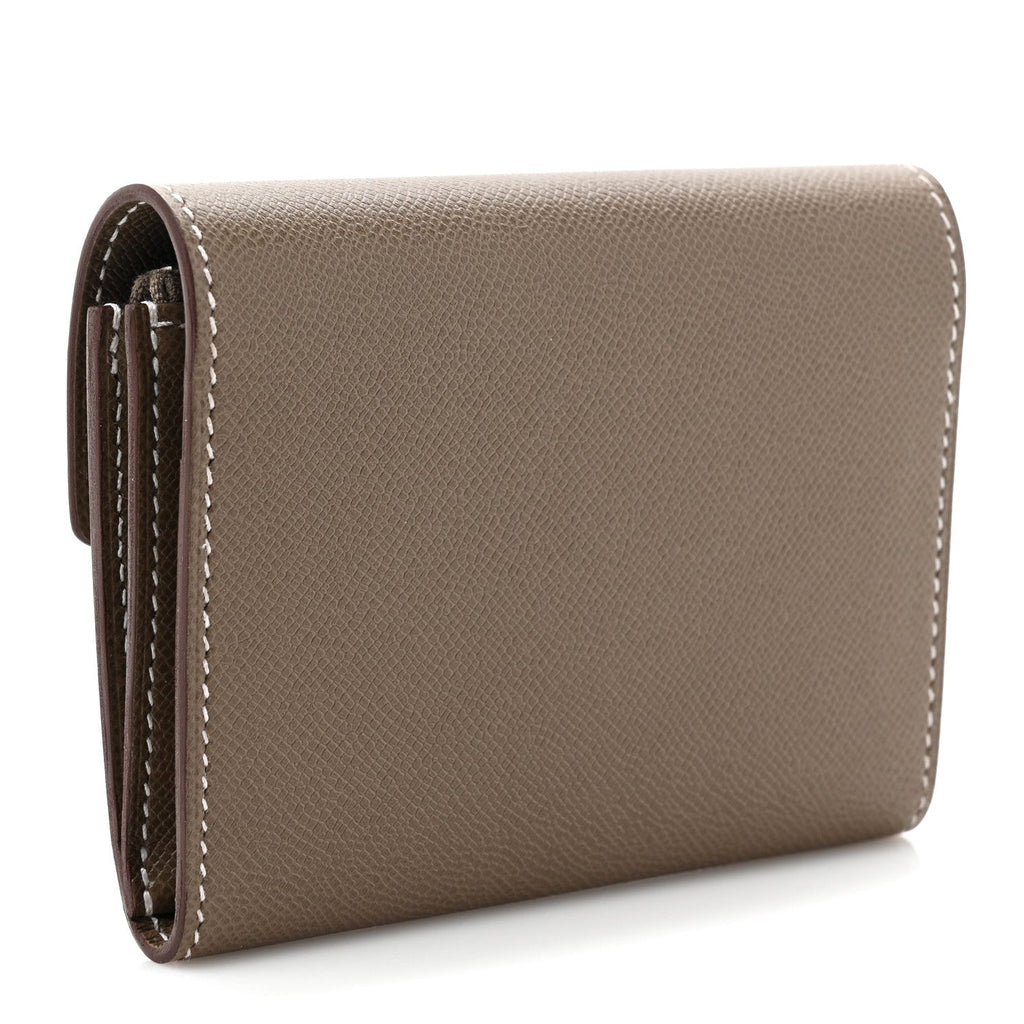 Madame Calfskin Charniere Compact Wallet Etoupe