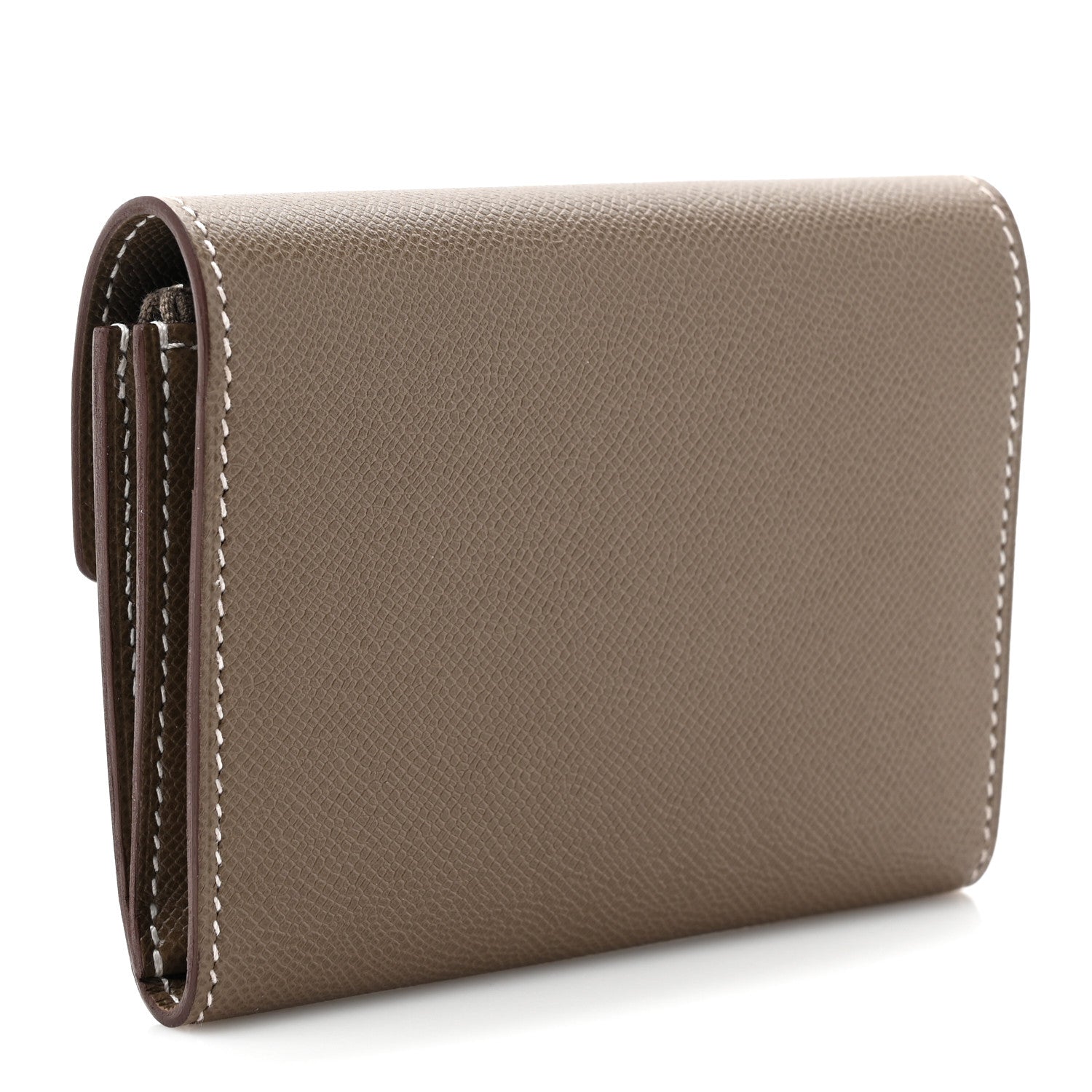 Madame Calfskin Charniere Compact Wallet Etoupe