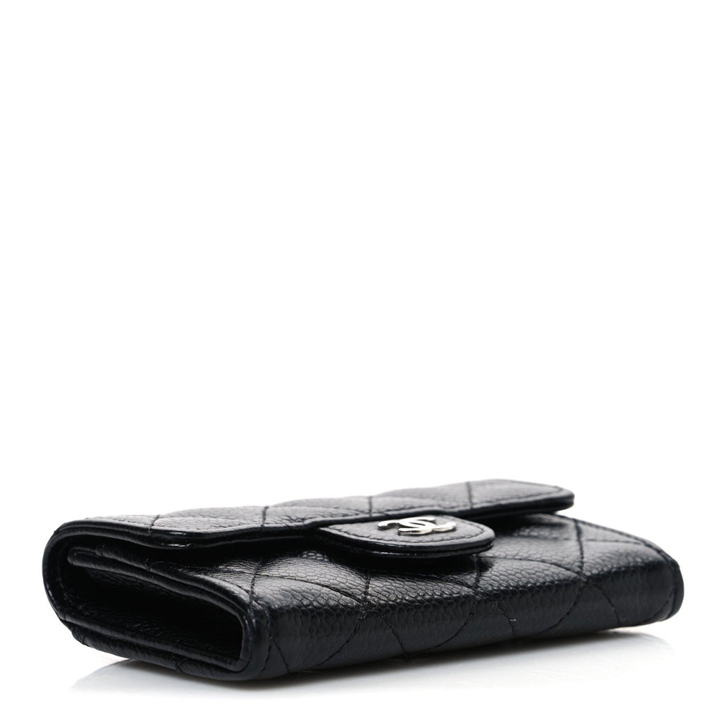 Caviar Quilted Flap  Holder Black