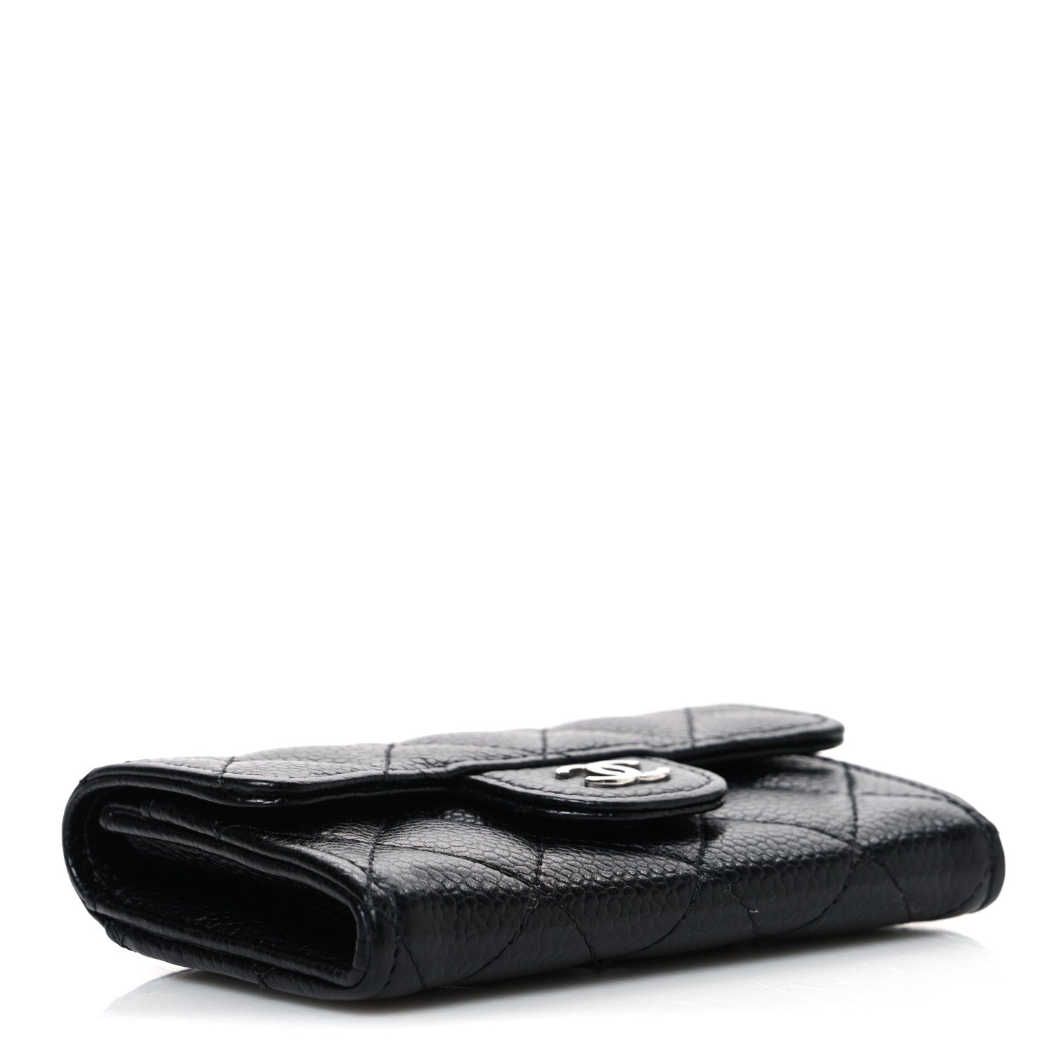 Caviar Quilted Flap  Holder Black