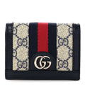 GG Supreme Monogram Textured Dollar Calfskin Web Ophidia  Case Beige Blue