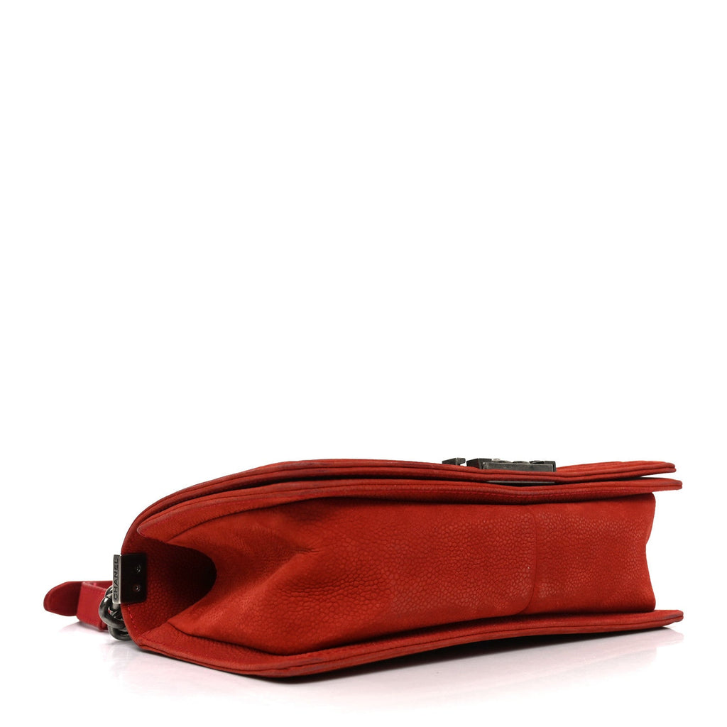 Suede Caviar Quilted Medium Boy Flap Red