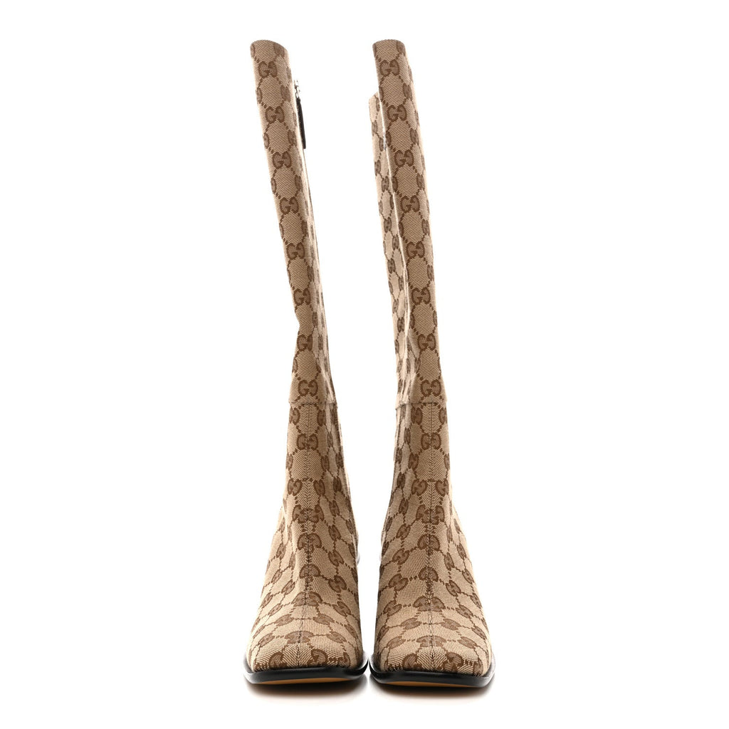 GG Supreme Knee High Boots 35 Beige Ebony New Acero