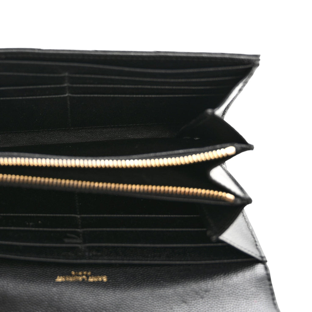 Grain De Poudre Matelasse Chevron Monogram Flap Wallet Black