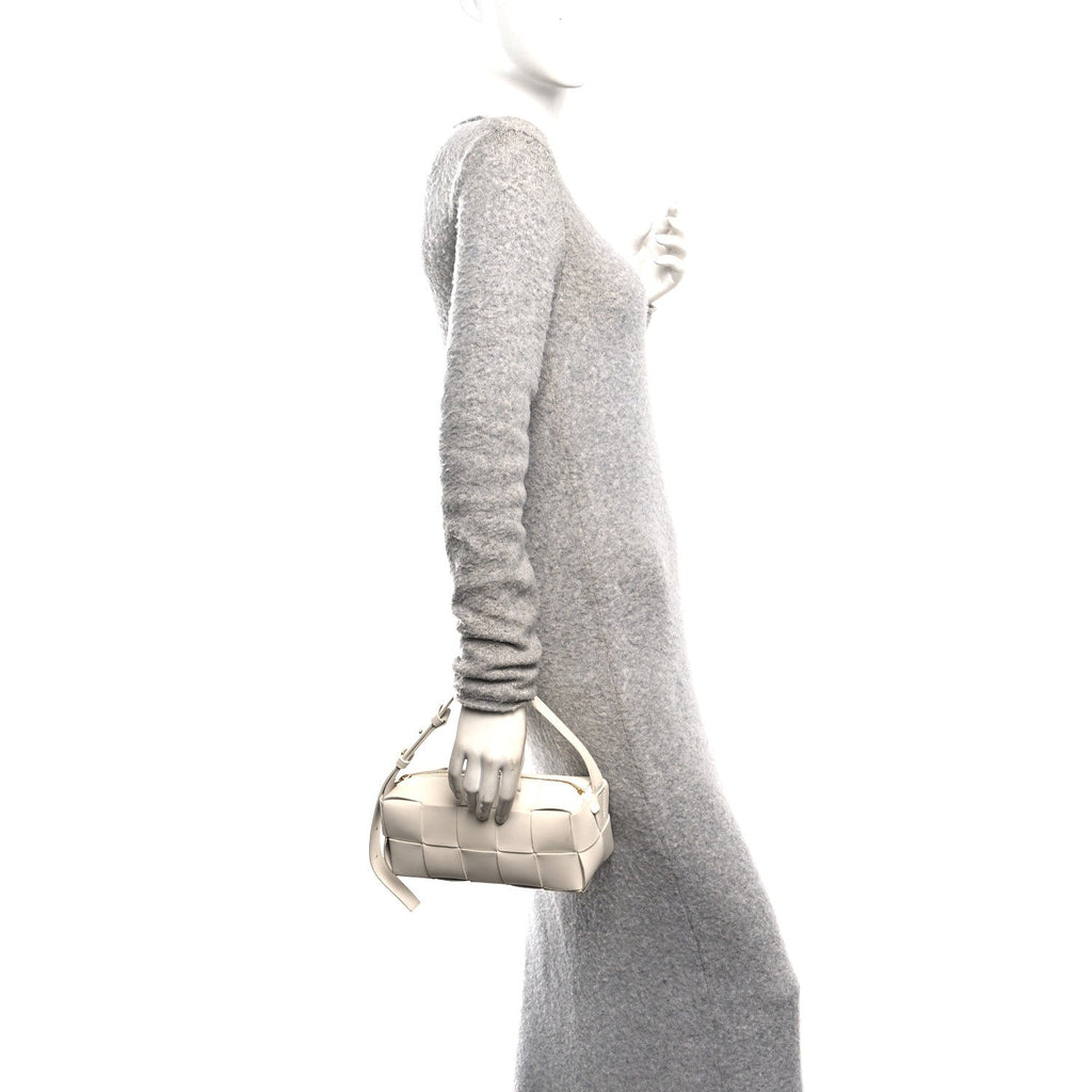 Lambskin Maxi Intrecciato Small Brick Cassette Bag White