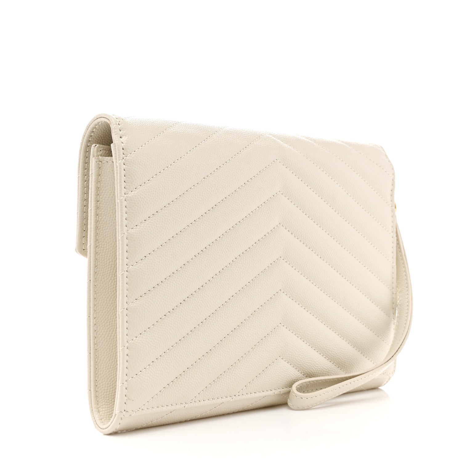 Grain De Poudre Matelasse Chevron Monogram Envelope Clutch Crema Soft